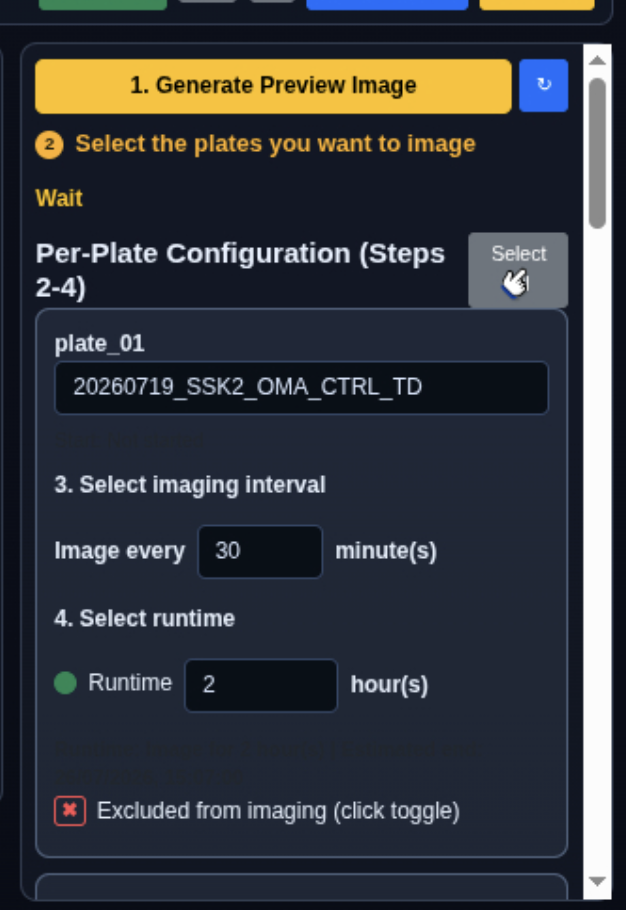Per-plate configuration panel showing the Select All button beside the heading