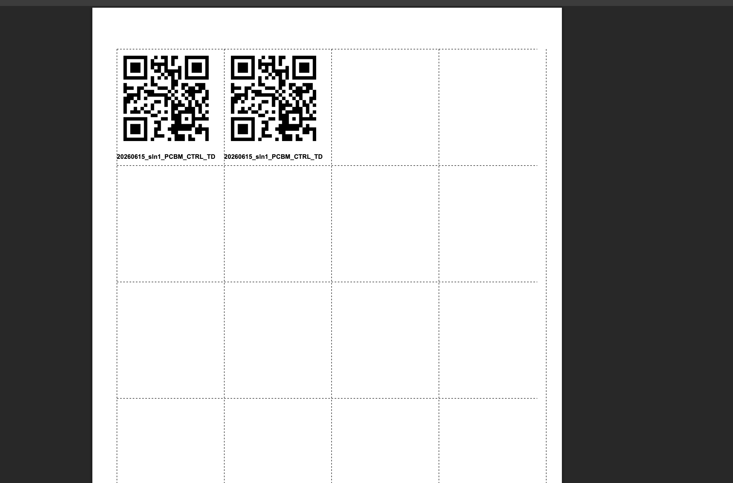 Printable QR code PDF sheet