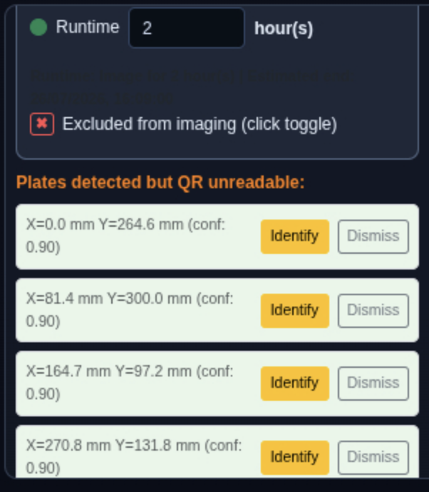 Unresolved plate entries in the configuration panel with light green background